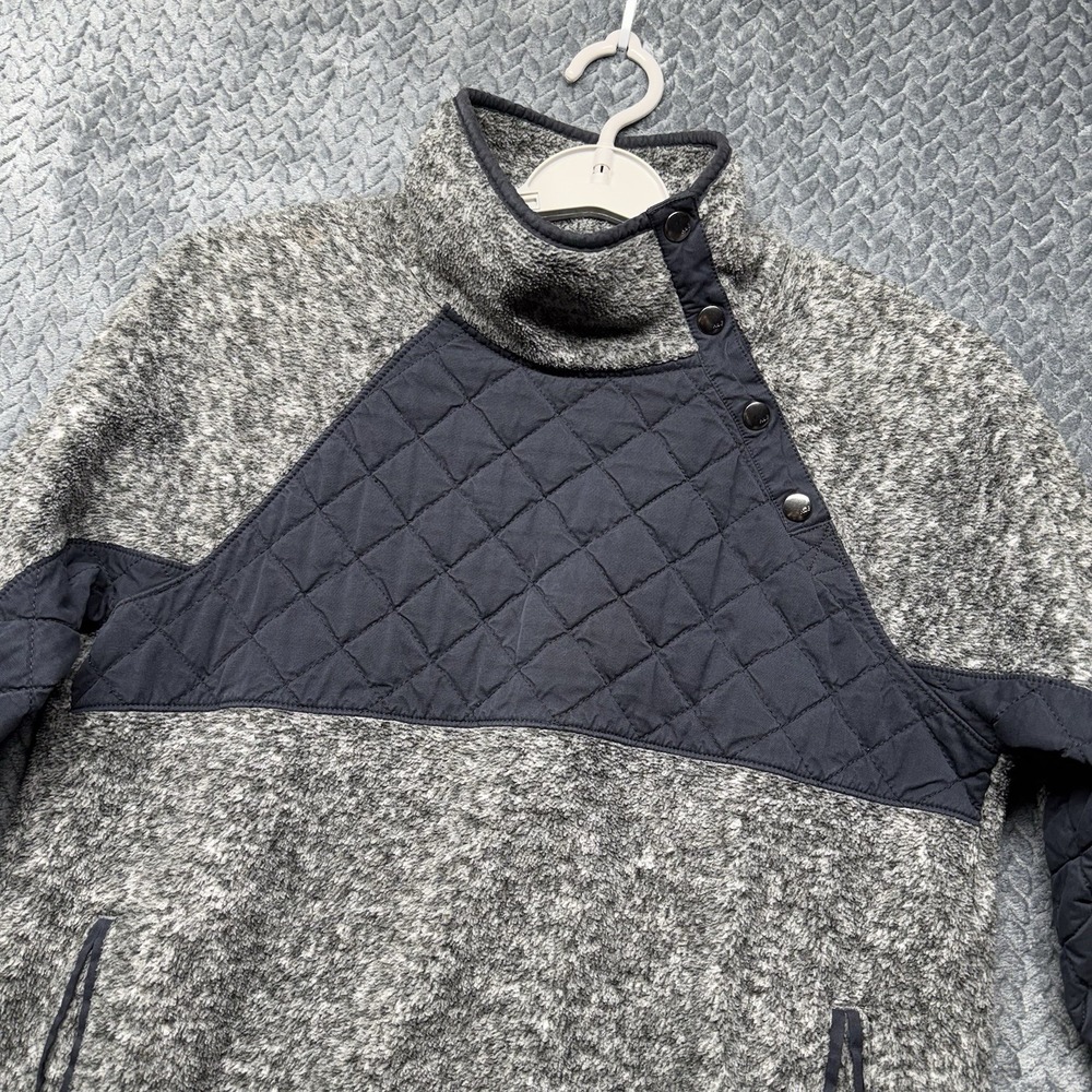 Abercrombie & Fitch Gray Fleece M Quilted Asymmetric Button High Neck Jacket